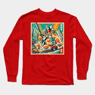 Retro Robot Car Crash Long Sleeve T-Shirt